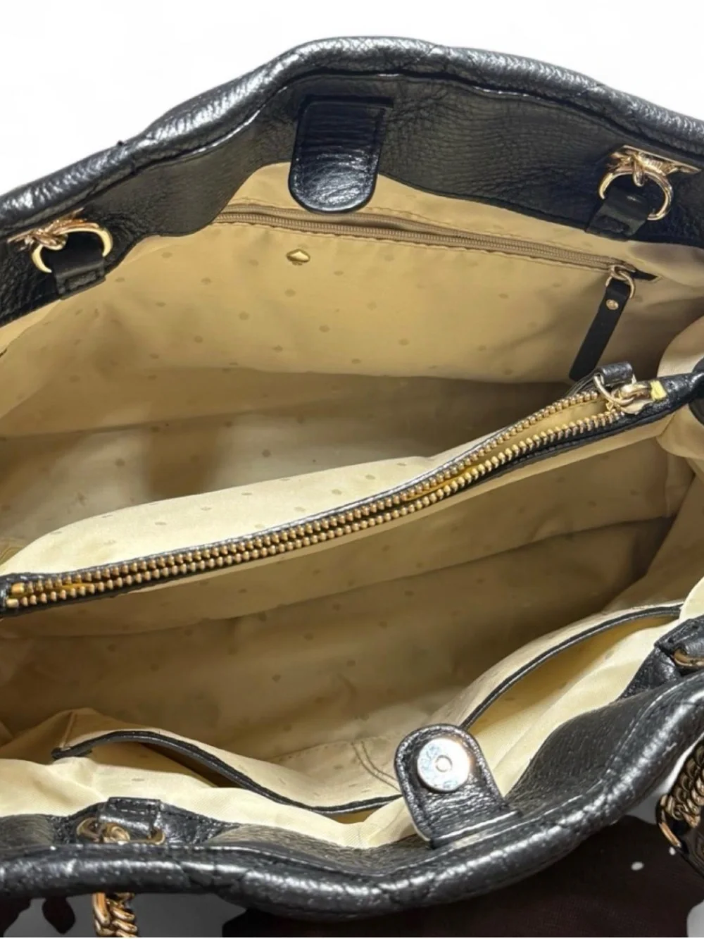 kate spade Black Quilted Shoulder Bag with Gold Chain Handles